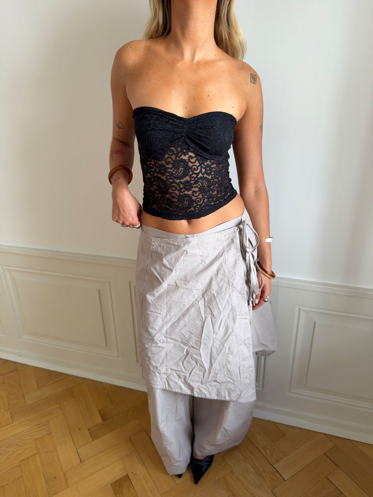 Nora lace bandeau top - Black