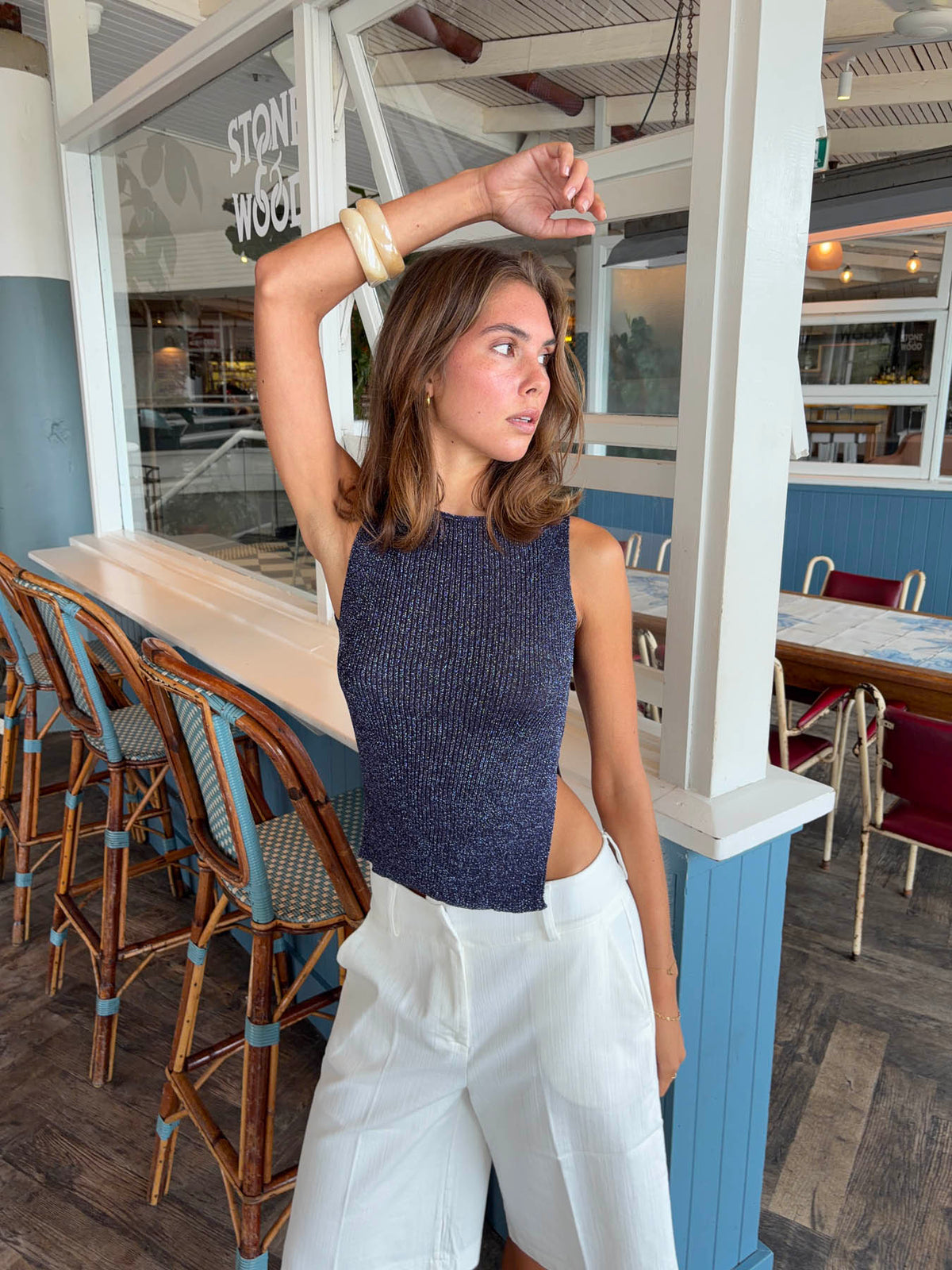 Montania shimmer top - Navy