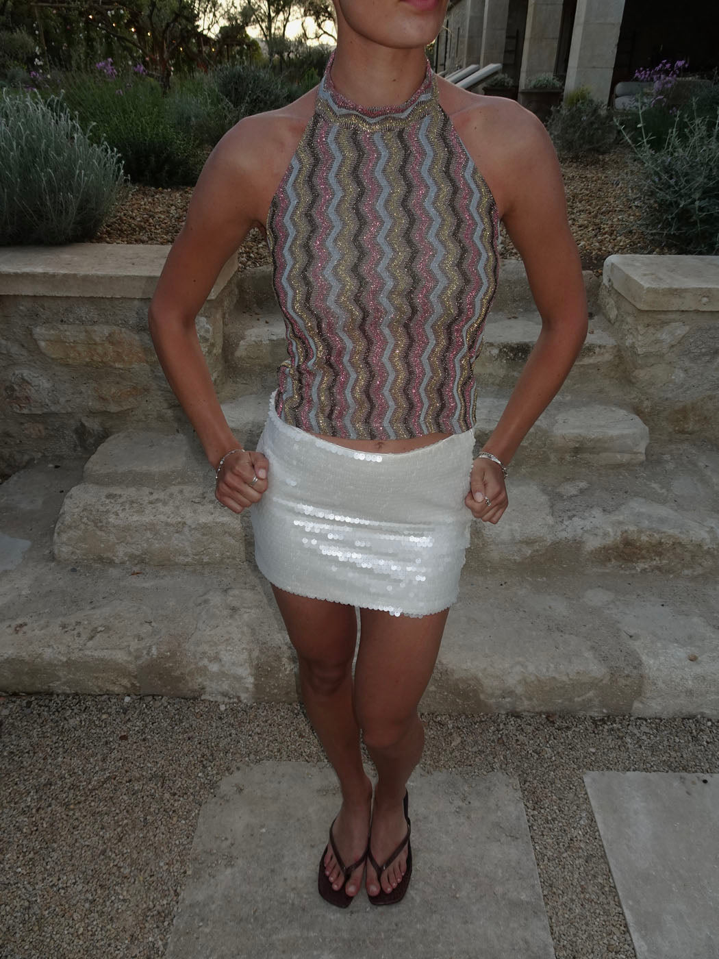 Liah halterneck top with glitter - Multicolored