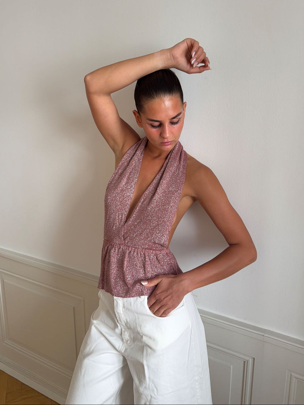 Julle glitter halter top - Pink