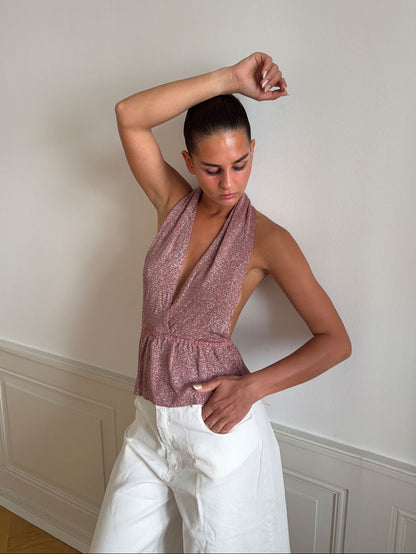 Julle glitter halter top - Pink