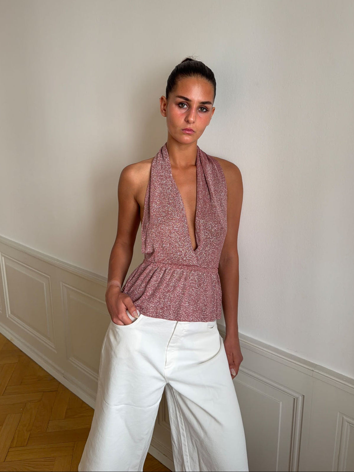 Julle glitter halter top - Pink
