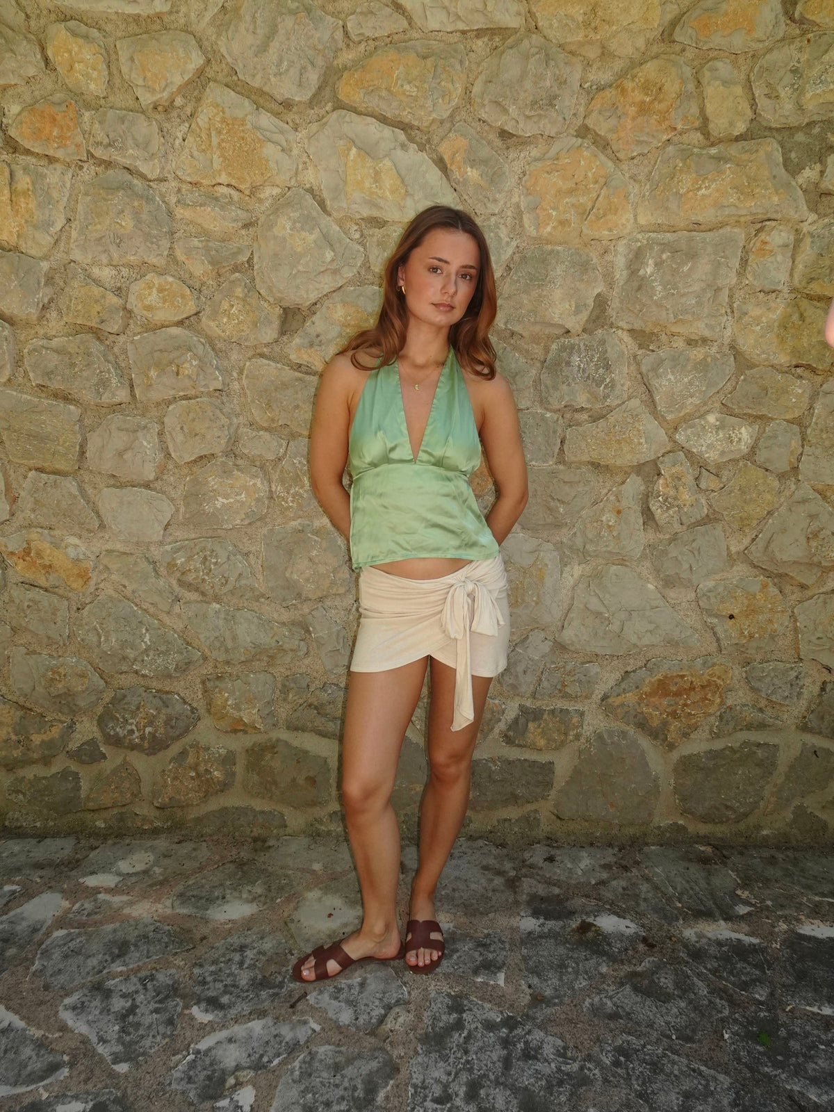 Ariene halterneck top – Green