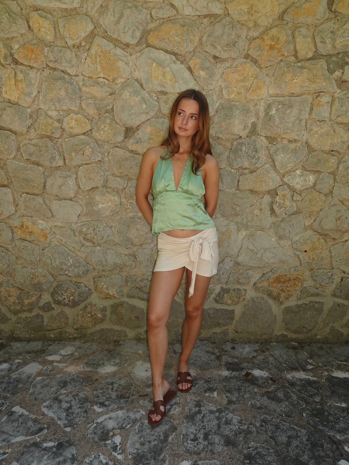 Ariene halterneck top – Green