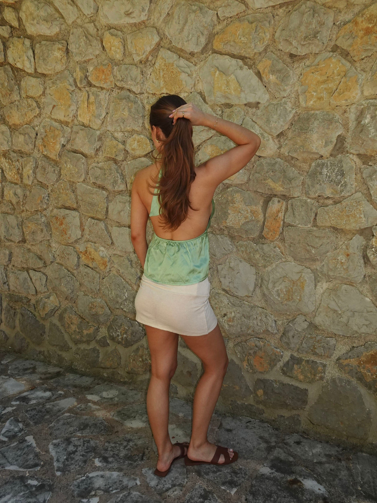 Ariene halterneck top – Green