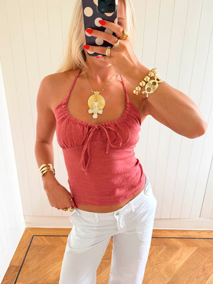 Scandivv halterneck top with ties - Dusty red