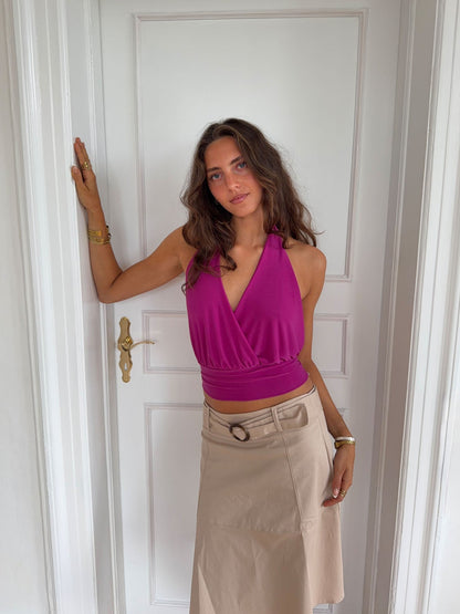Darina halterneck top - Fuchsia