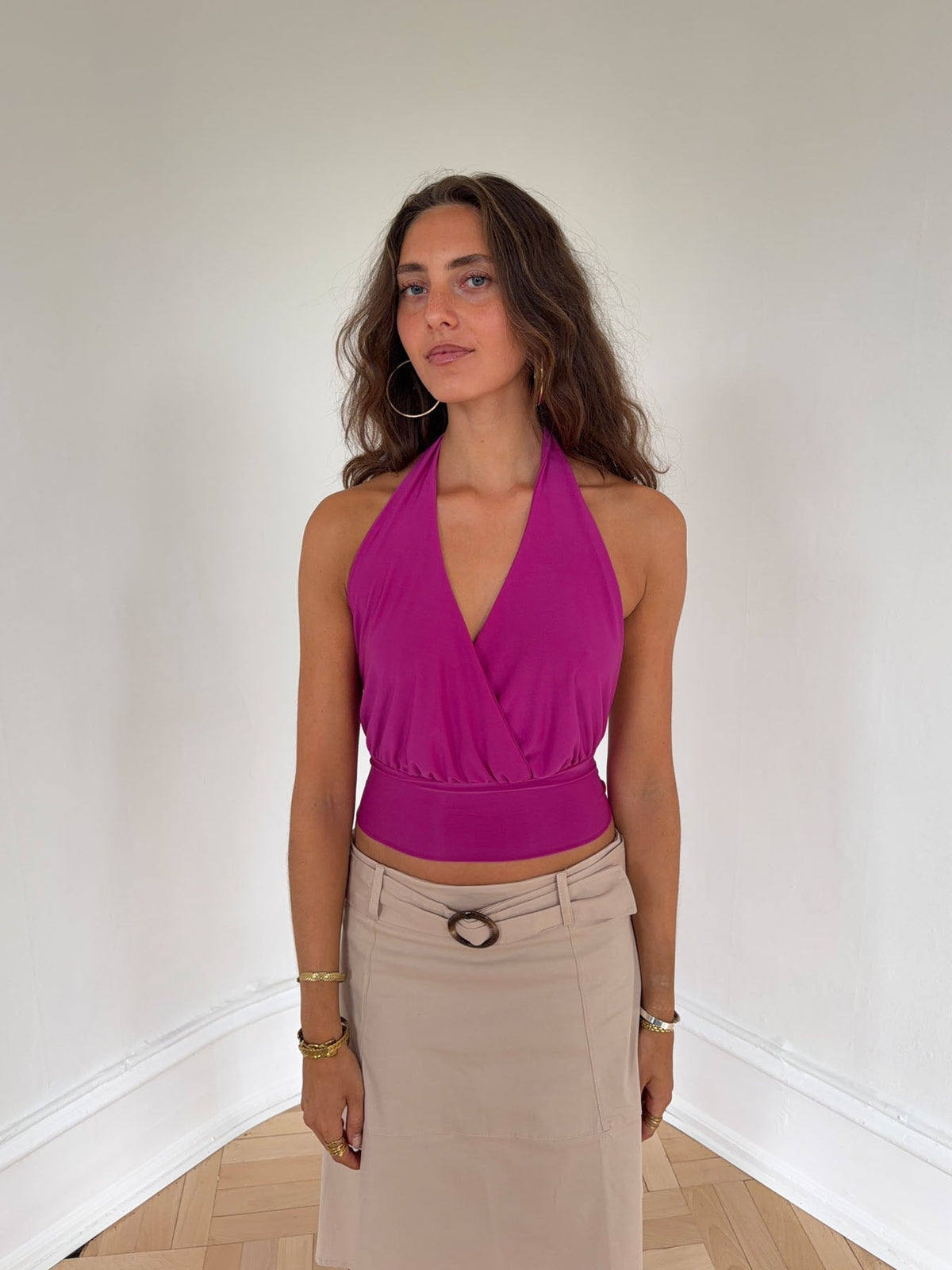Darina halterneck top - Fuchsia
