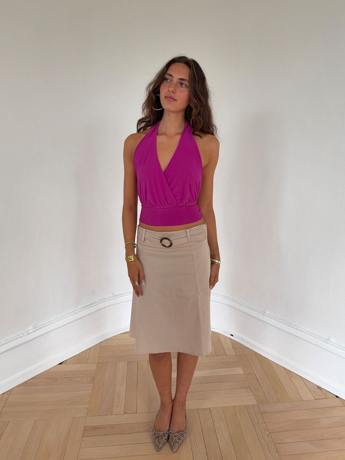 Darina halterneck top - Fuchsia
