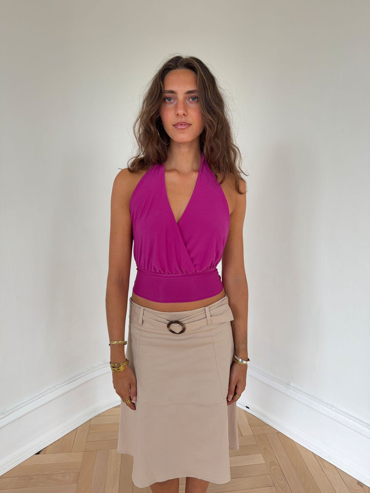 Darina halterneck top - Fuchsia