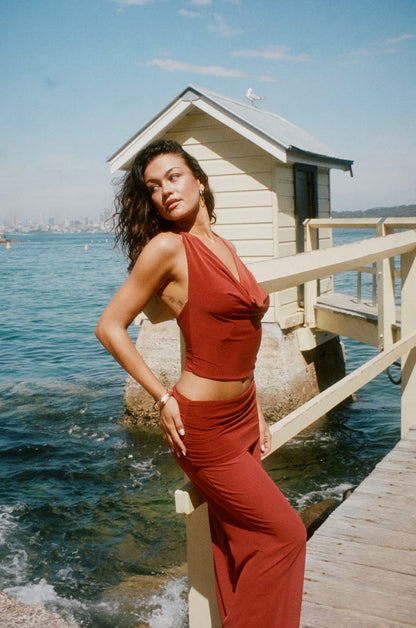 Bilana halterneck top – Red