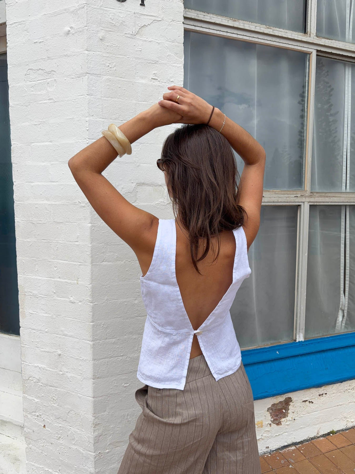 Emina linen top - White