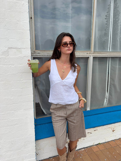 Emina linen top - White