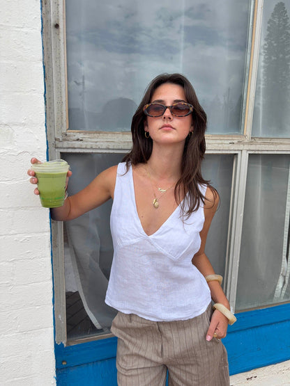 Emina linen top - White