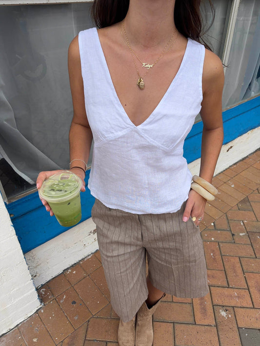 Emina linen top - White