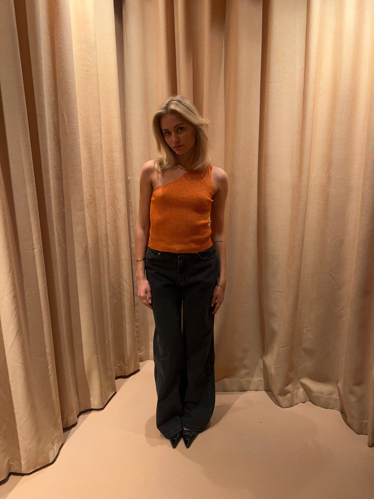 Cathie one shoulder top - Orange