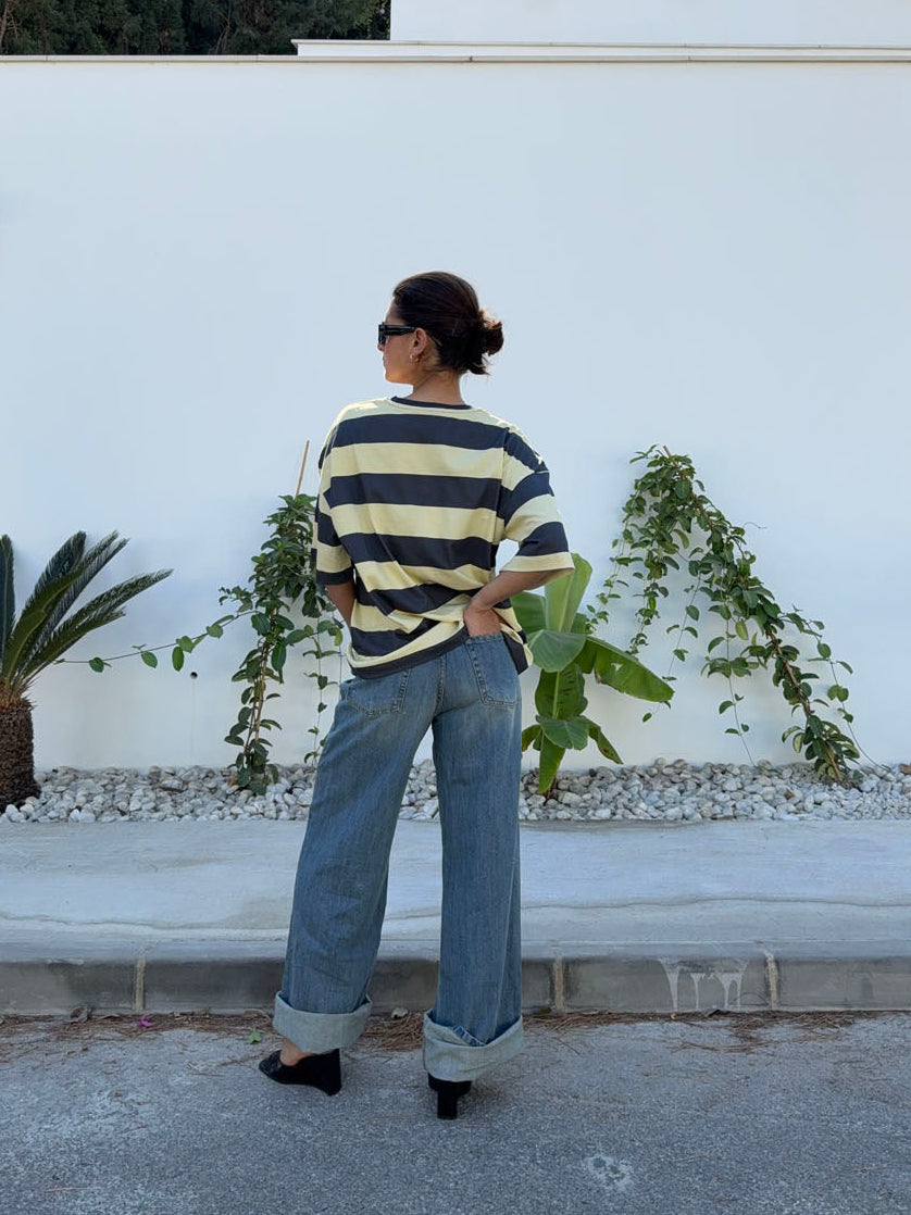Zinnia oversized t-shirt - Yellow/grey