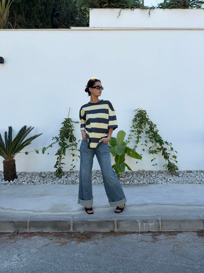 Zinnia oversized t-shirt - Yellow/grey