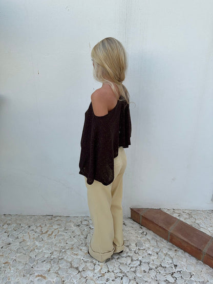 Emilie poncho with glitter – Brown