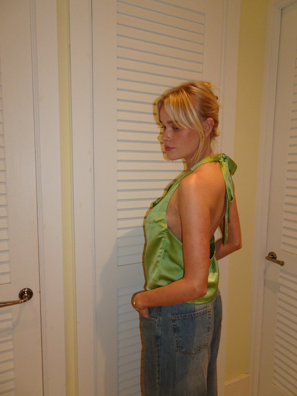 Milena satin top with tie detail