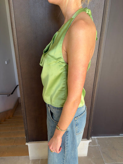 Milena satin top with tie detail