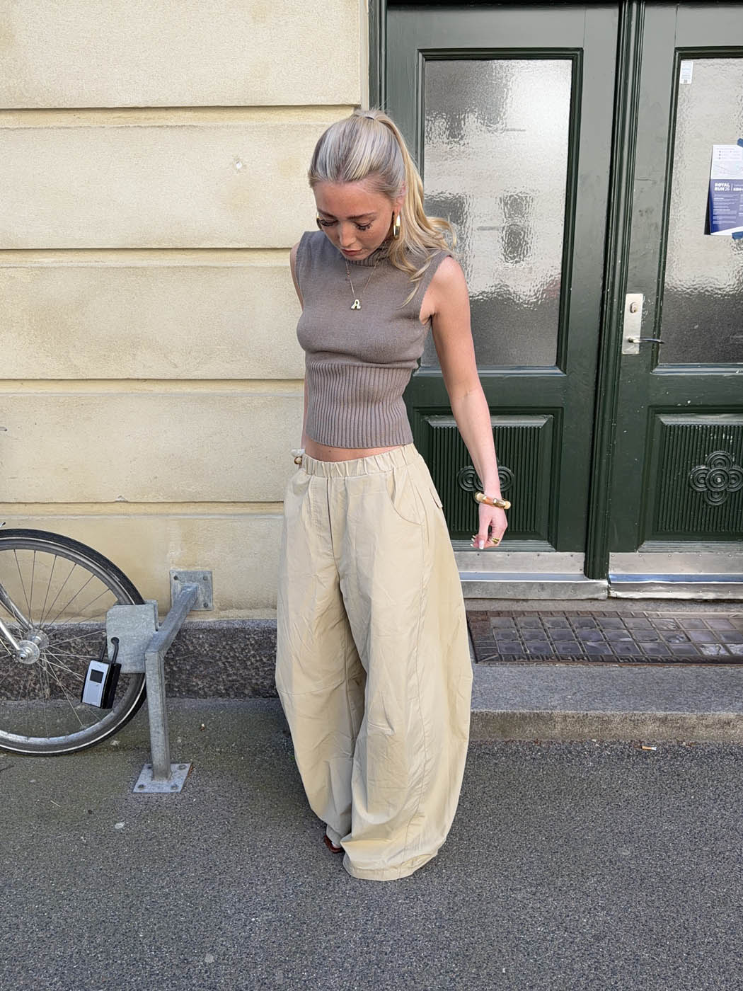 Munga knit top with hoodie - Taupe