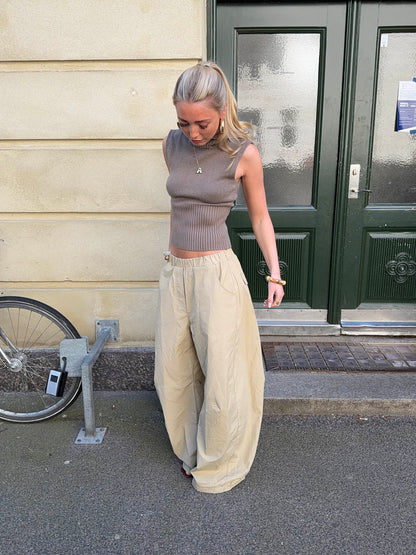 Munga knit top with hoodie - Taupe