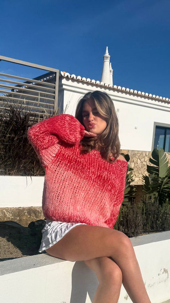 Pastana knitted sweater – Pink/red