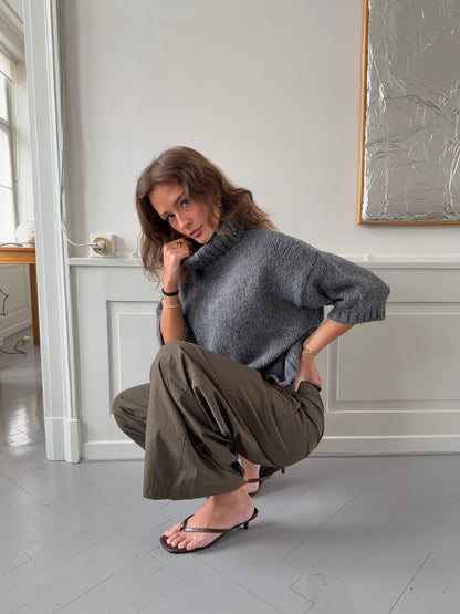 Dubleo knit sweater with short sleeves - Grey
