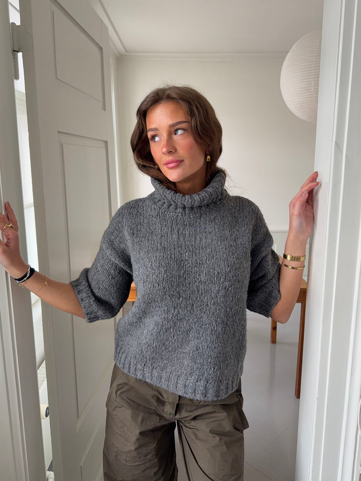 Dubleo knit sweater with short sleeves - Grey