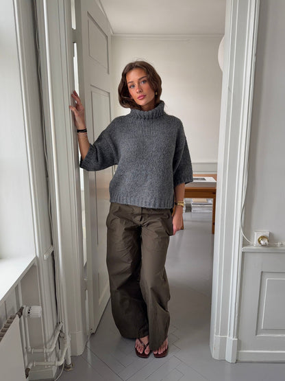 Dubleo knit sweater with short sleeves - Grey
