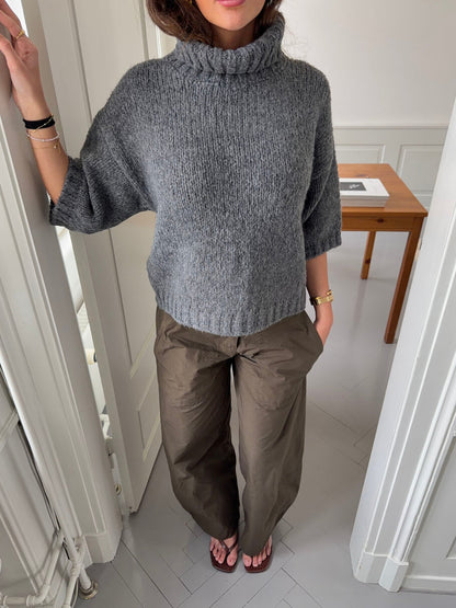 Dubleo knit sweater with short sleeves - Grey