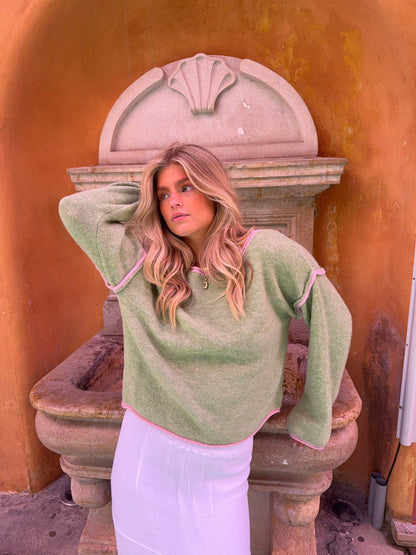 Ludovica knit with details - Green/pink