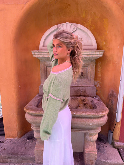 Ludovica knit with details - Green/pink