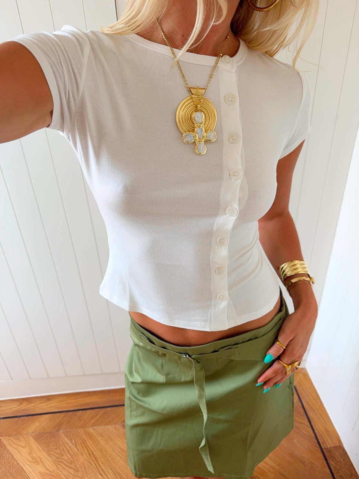 Scandivv t-shirt with buttons - White