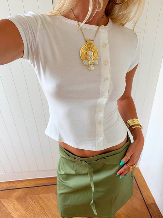 Scandivv t-shirt with buttons - White
