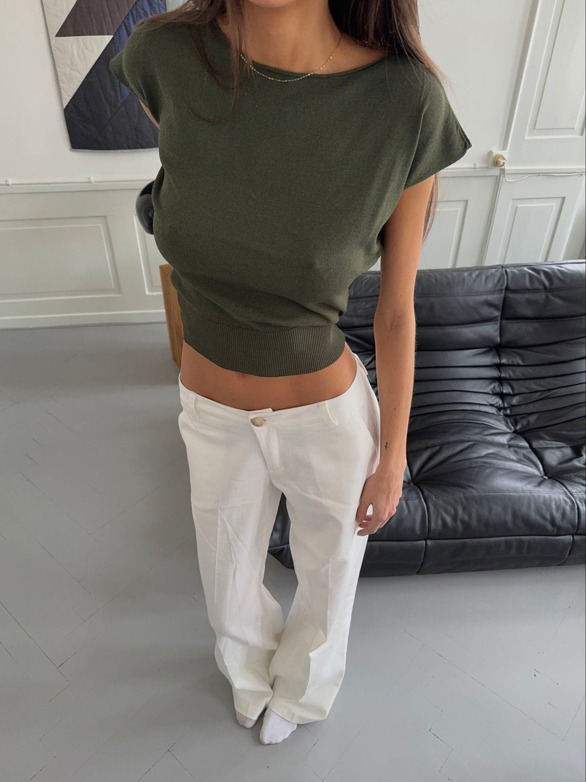 Lilu form fitting top - Khaki green