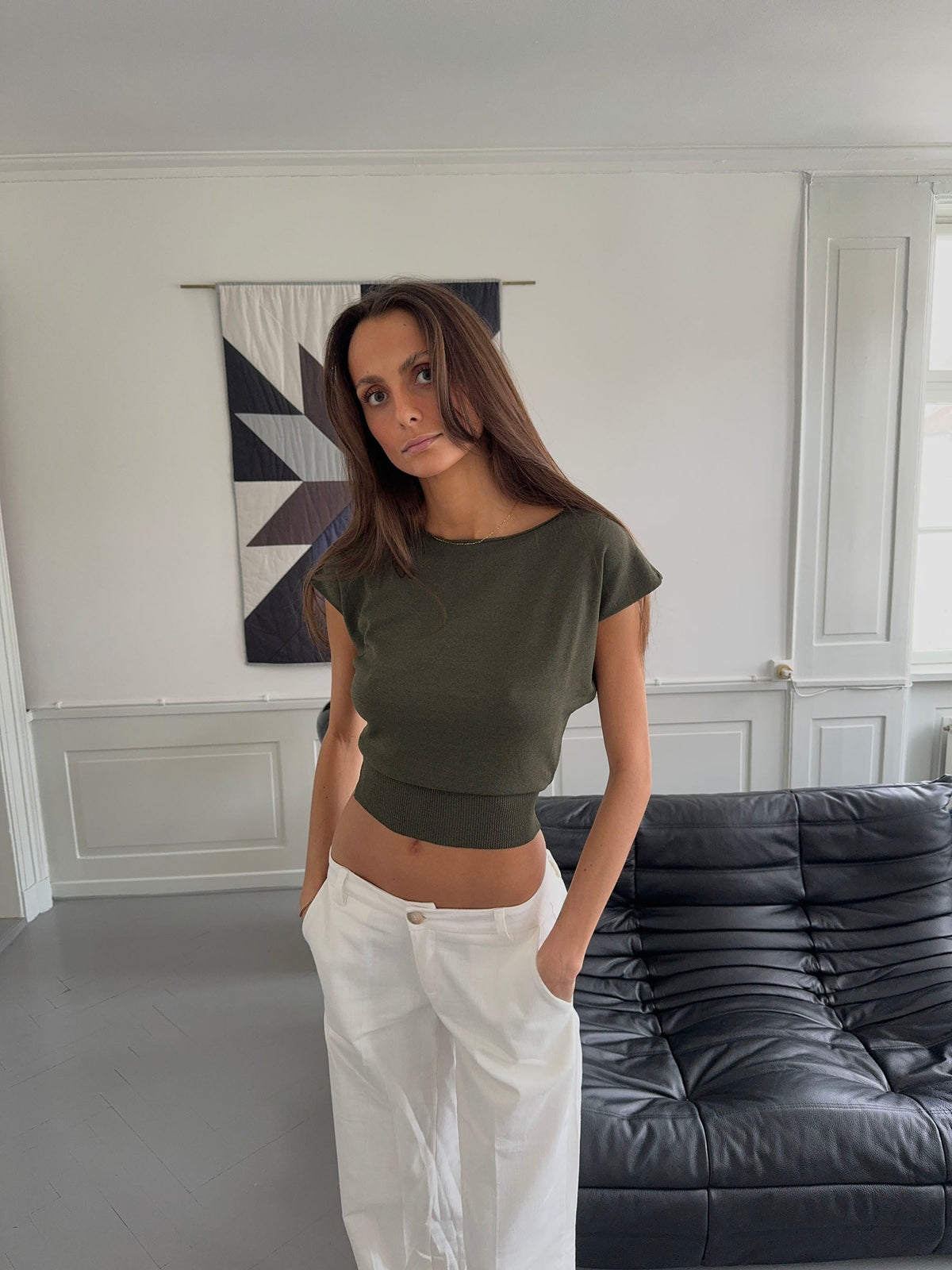 Lilu form fitting top - Khaki green