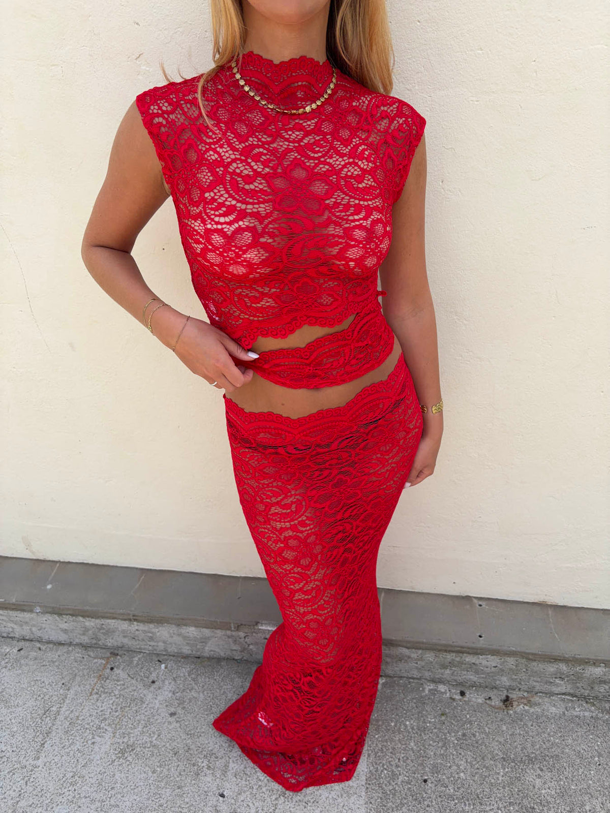 Marisole top in lace - Red