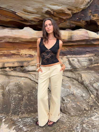 Yana top with lace - Black