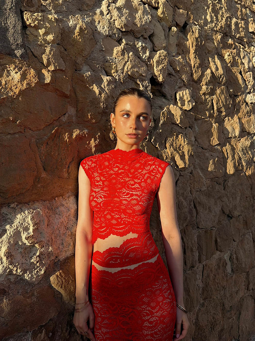 Marisole top in lace - Red