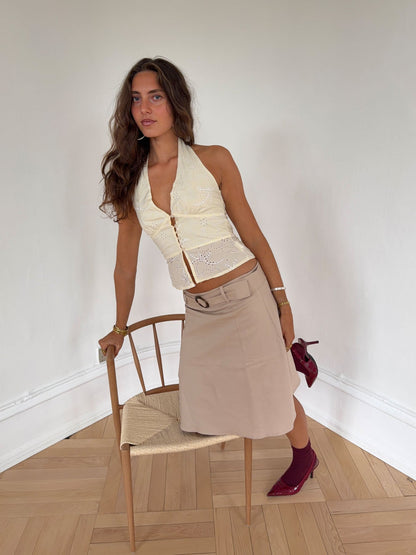 Aisha top with embroidery - Light yellow