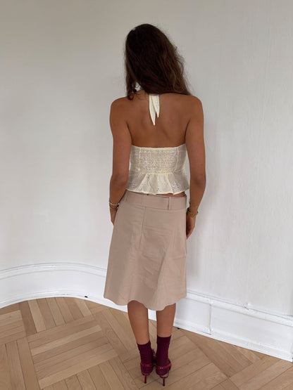 Aisha top with embroidery - Light yellow