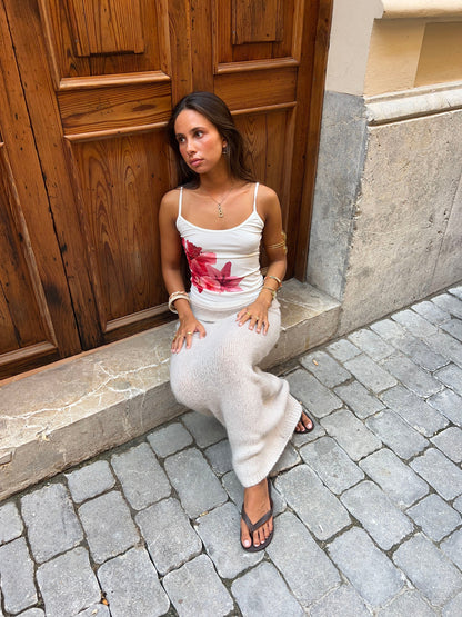 Zeina top with flowers - White/pink