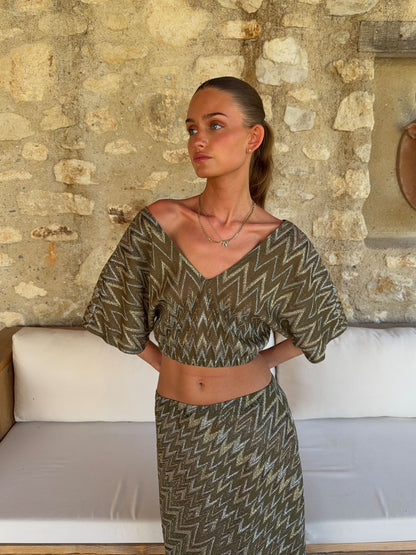 Skylia top with glitter – Green