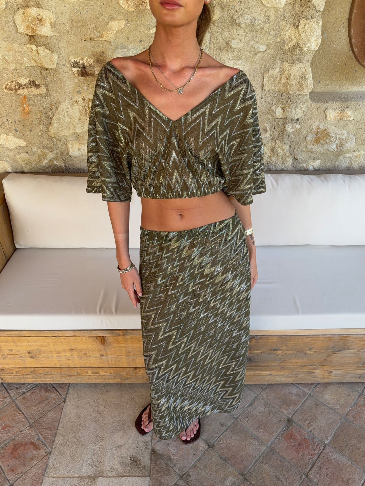 Skylia top with glitter – Green
