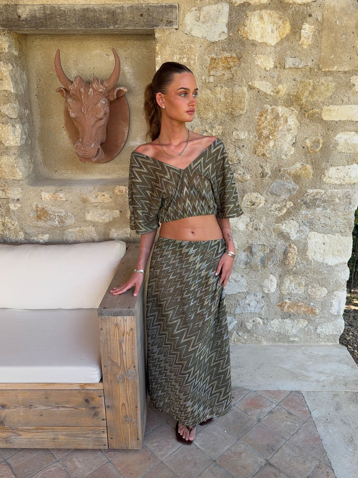Skylia top with glitter – Green