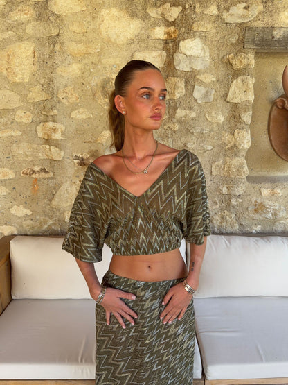 Skylia top with glitter – Green