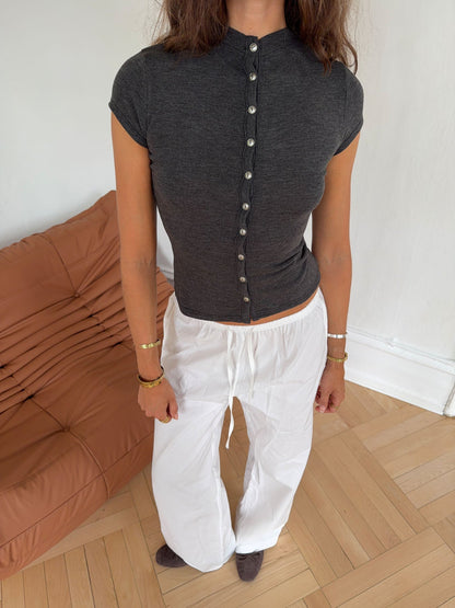 Leonie t-shirt with buttons - Grey
