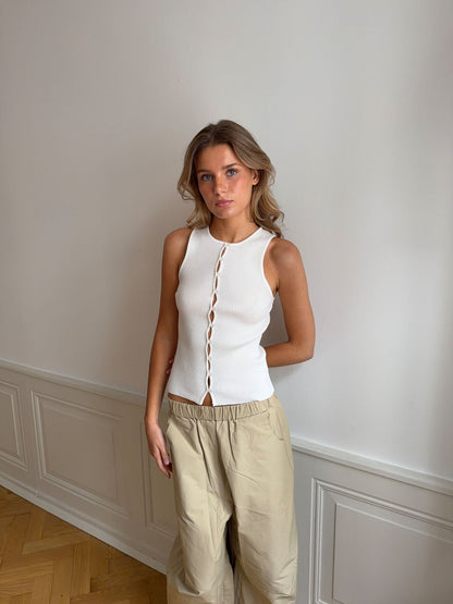 Lali top with buttons – White